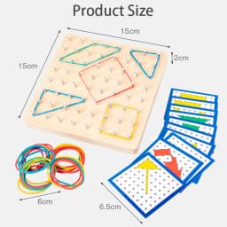 Children Math Wooden Toys Set Geometric Shape Rubber Band Nailboard Game Montessori Educational Creative Toy Fine Christmas gift