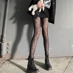 Japanese Girls Goth Punk Retro Spider Web Tights Classic Lolita Sexy Cosplay Anime Pantyhose Women Lace Mesh Stockings Bottomed