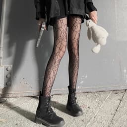 Japanese Girls Goth Punk Retro Spider Web Tights Classic Lolita Sexy Cosplay Anime Pantyhose Women Lace Mesh Stockings Bottomed