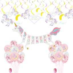 0-9 years old Birthday Decorations Unicorn Birthday Party Supplies Kit for Baby Shower Birthday Party unicorn theme party