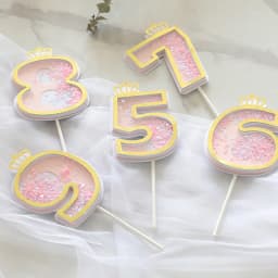New Sequin Digital Insertion Birthday Number Cake Insertion 0 1 2 3 4 5 6 7 8 9 Cake Topper Girls Boys Baby Party Supplies Decor