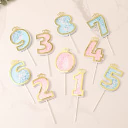 New Sequin Digital Insertion Birthday Number Cake Insertion 0 1 2 3 4 5 6 7 8 9 Cake Topper Girls Boys Baby Party Supplies Decor