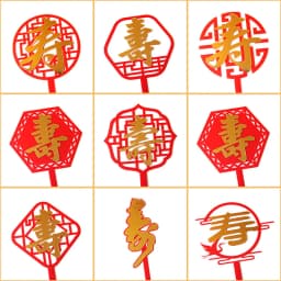 Chinees Longevity Acrylic Cake Topper Red Happy Birthday Cake Toppers for people Birthday Party Cake Decorations Celebrate Gift