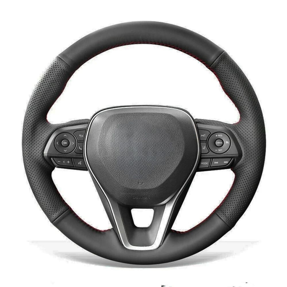 Car Steering Wheel Cover Anti-Slip Black Artificial Leather For Toyota Corolla RAV4 2019-2022 Camry 2018-2022 Avalon 2019-2022