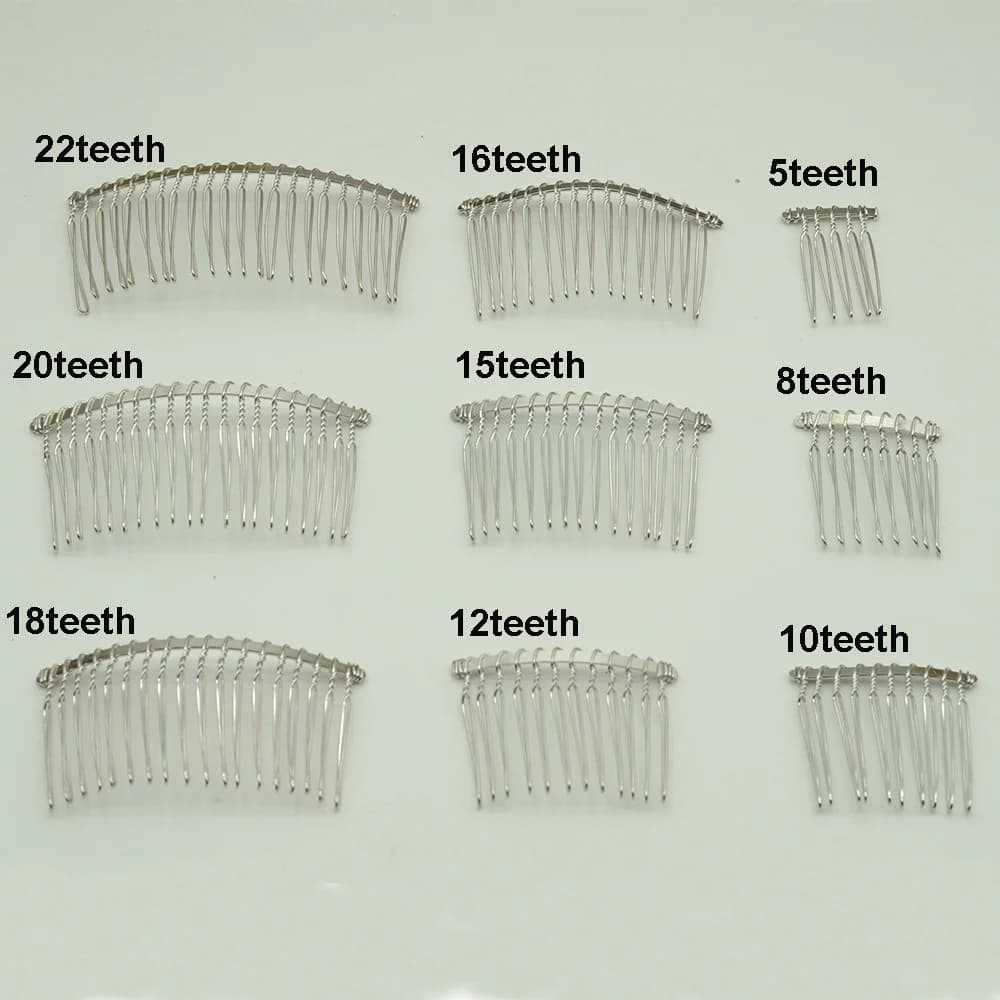 20PCS Various Sizes Silver Plain Twisted Wires Metal Comb for DIY Bridal Taira Crown Hair Accessories Lead Free Nickel Free
