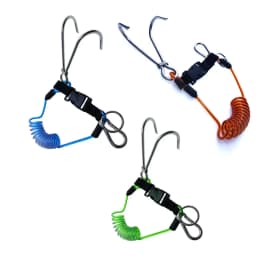 316SS Reef Drift Hook Spring Anti-Lost Rope Double End Diving Hook with Spiral Coil Lanyard Scuba Current Reef Hook