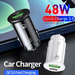 Dual USB Car Charger 48W Fast Charing USB C PD Car Cigarette Socket Lighter For iPhone Samsung Huawei Car Charger Power Adapter