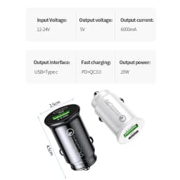 Dual USB Car Charger 48W Fast Charing USB C PD Car Cigarette Socket Lighter For iPhone Samsung Huawei Car Charger Power Adapter