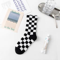 Korea Funky Harajuku Trend Women Checkerboard Socks Geometric Checkered Socks Men Hip Hop Cotton Unisex Streetwear Novelty Socks
