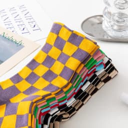 Korea Funky Harajuku Trend Women Checkerboard Socks Geometric Checkered Socks Men Hip Hop Cotton Unisex Streetwear Novelty Socks