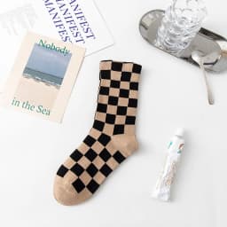 Korea Funky Harajuku Trend Women Checkerboard Socks Geometric Checkered Socks Men Hip Hop Cotton Unisex Streetwear Novelty Socks