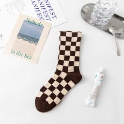 Korea Funky Harajuku Trend Women Checkerboard Socks Geometric Checkered Socks Men Hip Hop Cotton Unisex Streetwear Novelty Socks