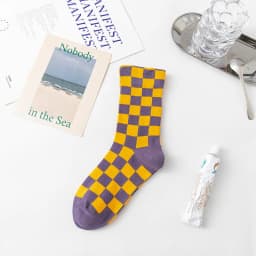Korea Funky Harajuku Trend Women Checkerboard Socks Geometric Checkered Socks Men Hip Hop Cotton Unisex Streetwear Novelty Socks