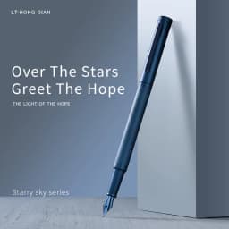 LT Hongdian 1851 Starry Hope Fountain Pen Blue Bent-nib Calligraphy Business-Grade