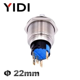 Customized 22mm Waterproof Metal Rotary Selector Switch 2 3 Pin 1NO1NC 2NO2NC 12V LED Stainless Steel Push Button Knob Switch