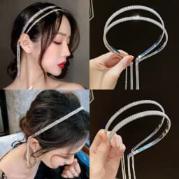 Luxury Shine Full Rhinestone Long Tassel Crystal Hairbands For Women Girls Hair Accessories Wedding Banquet Jewelry 2022 New