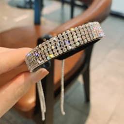 Luxury Shine Full Rhinestone Long Tassel Crystal Hairbands For Women Girls Hair Accessories Wedding Banquet Jewelry 2022 New