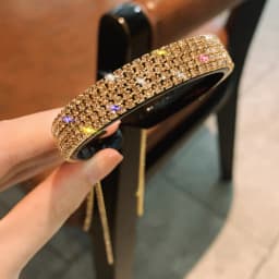 Luxury Shine Full Rhinestone Long Tassel Crystal Hairbands For Women Girls Hair Accessories Wedding Banquet Jewelry 2022 New
