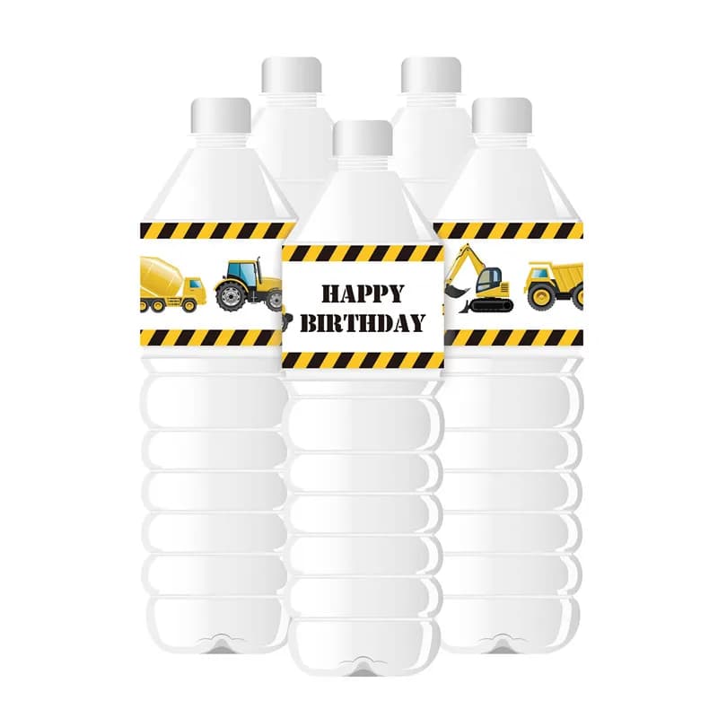 24pcs Construction Trucks Water Bottle Wrappers Trucks Water Bottle Labels Kids Birthday Party Decor Supplies Trucks Baby Shower