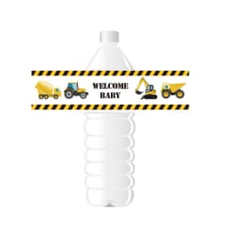 24pcs Construction Trucks Water Bottle Wrappers Trucks Water Bottle Labels Kids Birthday Party Decor Supplies Trucks Baby Shower
