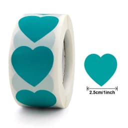 Colorful Heart Mint Labels 1inch Clear Thank You Stickers for Wedding Pretty Gift Cards Envelope Sealing Label Stickers