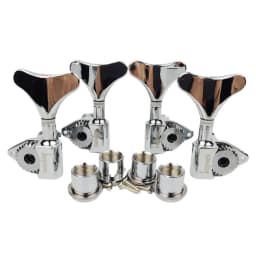 KAYNES Bass Tuners 1:24 Ratio Open Gear Tuning Key Pegs Machine Head Tuners for Electric Jazz Precision Instruments DJ342 Chrome