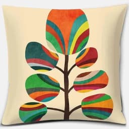 Abstract Colorful Wildflower Mountain Geometric Square Peach Skin Pillowcase Home Decoration Car Sofa Cushion Cover