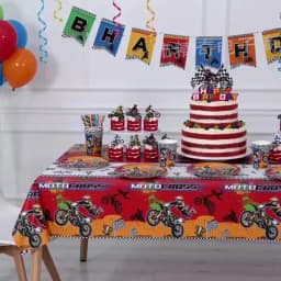 Motocross Birthday Party Decoration Cake Cupcake Toppers Motorcycle Banner Cake Decor for Man's or Boy's Birthday Party Supplies