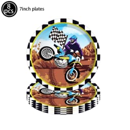 Motocross Birthday Party Decoration Cake Cupcake Toppers Motorcycle Banner Cake Decor for Man's or Boy's Birthday Party Supplies
