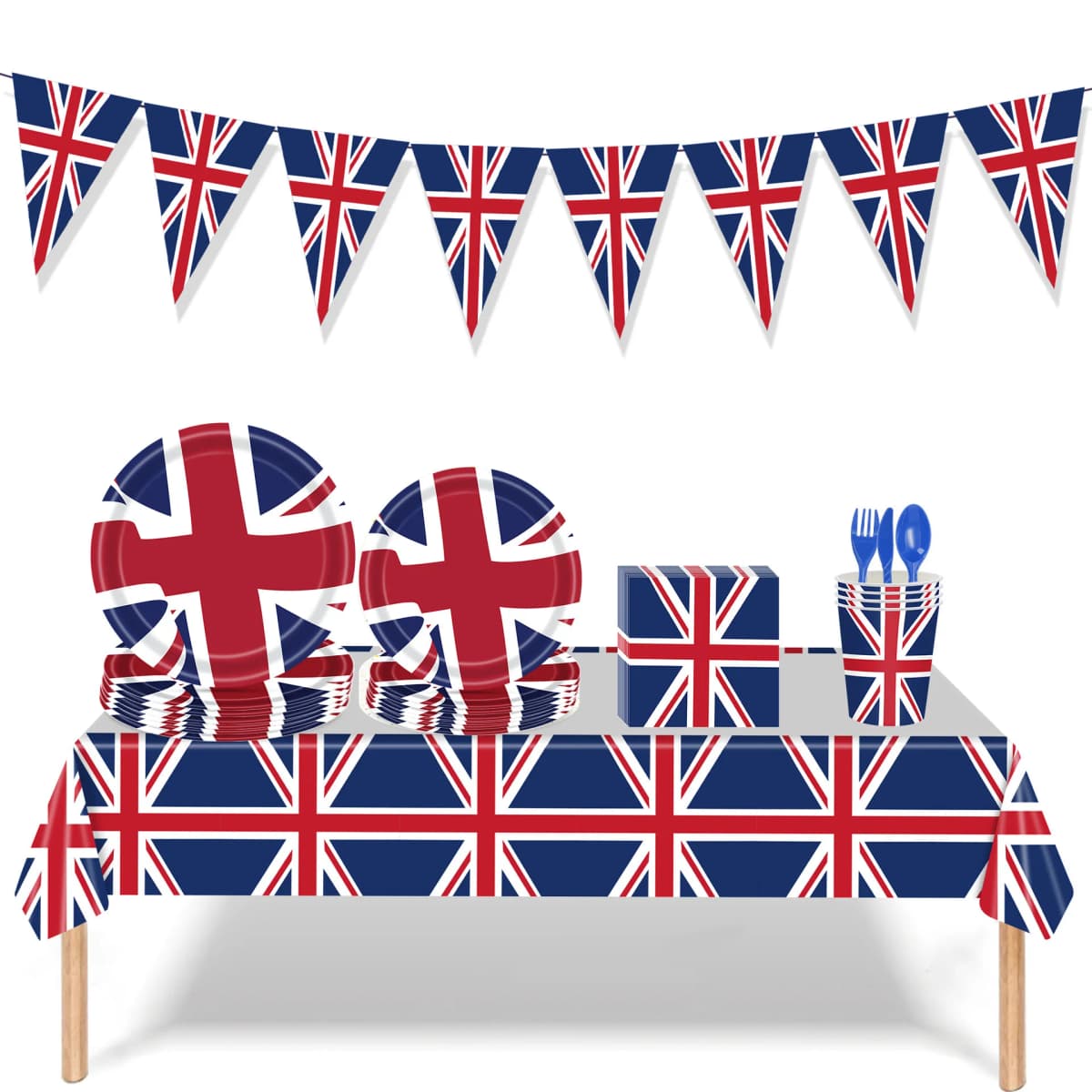 Union Jack Plates paper Cups Napkins Set Britain UK England British Flag disposable Tableware Kit party Decoration