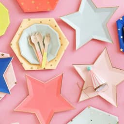 8pcs Colorful Gold Foil Star Disposable Tableware Kids Birthday Favors Decoration Paper Plates Wedding Birthday Party Supplies