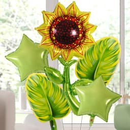 6Pcs Sunflower Leaf Star Balloons Set Coconut Leaves Globos Earth Day Protect Surroundings Theme Birthday Party Home Decorations