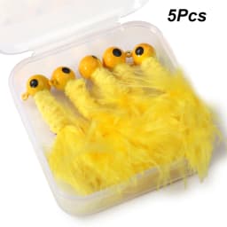 Fishing Crappie Jig Heads 5PCS Marabou Feather Jig Head Hooks Fishing Lures Kit for Walleye Panfish Sunfish Bluegill Perch Bait