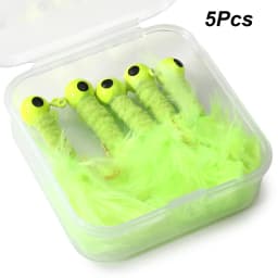 Fishing Crappie Jig Heads 5PCS Marabou Feather Jig Head Hooks Fishing Lures Kit for Walleye Panfish Sunfish Bluegill Perch Bait