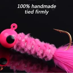 Fishing Crappie Jig Heads 5PCS Marabou Feather Jig Head Hooks Fishing Lures Kit for Walleye Panfish Sunfish Bluegill Perch Bait