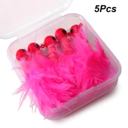 Fishing Crappie Jig Heads 5PCS Marabou Feather Jig Head Hooks Fishing Lures Kit for Walleye Panfish Sunfish Bluegill Perch Bait