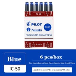 PILOT Fountain Pen Cartridge IC-50 Carbon-free Ink For78G 88G Portable Ink Bag Refill Replacement Core Office Stationery
