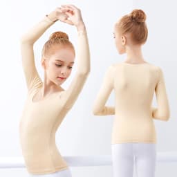 Nude Ballet Underwear Kid Dance Gymnastics Clothes Long Sleeve Top Shirts Soft Microfiber Body Shaping Warmer Elastic Bodysuit