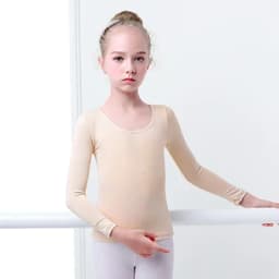 Nude Ballet Underwear Kid Dance Gymnastics Clothes Long Sleeve Top Shirts Soft Microfiber Body Shaping Warmer Elastic Bodysuit