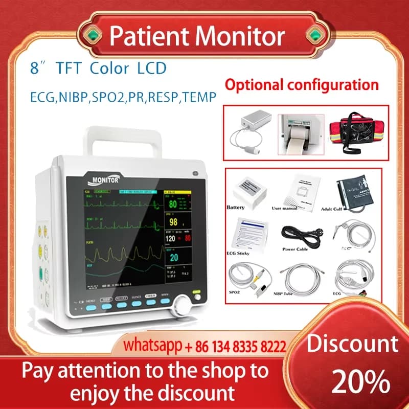 CONTEC CMS6000 Adult Neonate Vet Portable 6 Parameter Patient Monitor vital signs monitor ECG NIBP RESP SPO2 PR TEMP