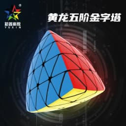 [JudyCube] Yuxin Huanglong Pyraminx 5x5 Magic Speed Cube Stickerless Professional Fidget Toys Huanglong 5x5 Pyramid Cubo Magico