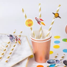 20pcs 20cm Space Astronaut Paper Drinking Straws Disposable Straw Out of Space Theme Astronaut Birthday Party Supplies