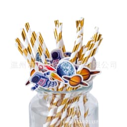 20pcs 20cm Space Astronaut Paper Drinking Straws Disposable Straw Out of Space Theme Astronaut Birthday Party Supplies