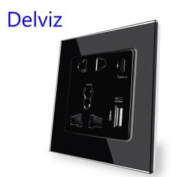 Delviz With Type C Port Socket,18W 4000mA Smart Quick Charge Dual Interface Output,Household Embedded,1A1C Wall Power USB Outlet