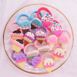2Pcs/Set Sweet Cake Ice Cream Shape Hair Accessories Colorful Nylon Headband Kids Ponytail Holder Scrunchie Ornaments Gift