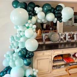 128Pcs Turquoise Blue Balloon Arch Garland Kit Double Stuffed Teal Macaron Green Chrome Gold Balloons Birthday Party Backdrop