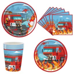 Fireman Cake Topper Cupcake Toppers Fire Hydrant Truck Firefighter Helmet Theme for Kids Boy Girl Happy Birthday Cake Decoration