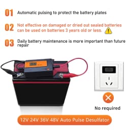 2A Auto Pulse Desulfator for  Lead Acid Batteries 12/24/36/48V Battery Regenerator with U Ring