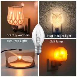 10pcs C7 7/10W E12 Bulb 110v/220v 52*23mm/2.05*0.91inch Christmas Chandelier Light Plug-in Flea Trap Salt Lamp Mini Candle Shape