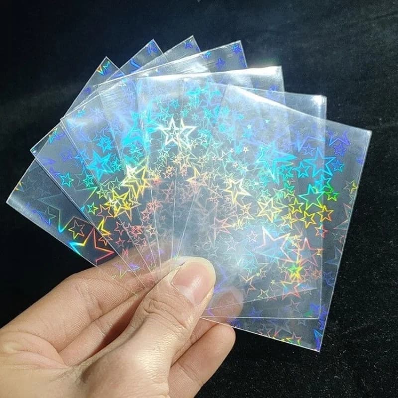 50PCS 58x87mm 65x90mm Laser Foil Big Star Card Sleeves For Game Storage Bag Board Protector Trading Idol Cards Shield Cover